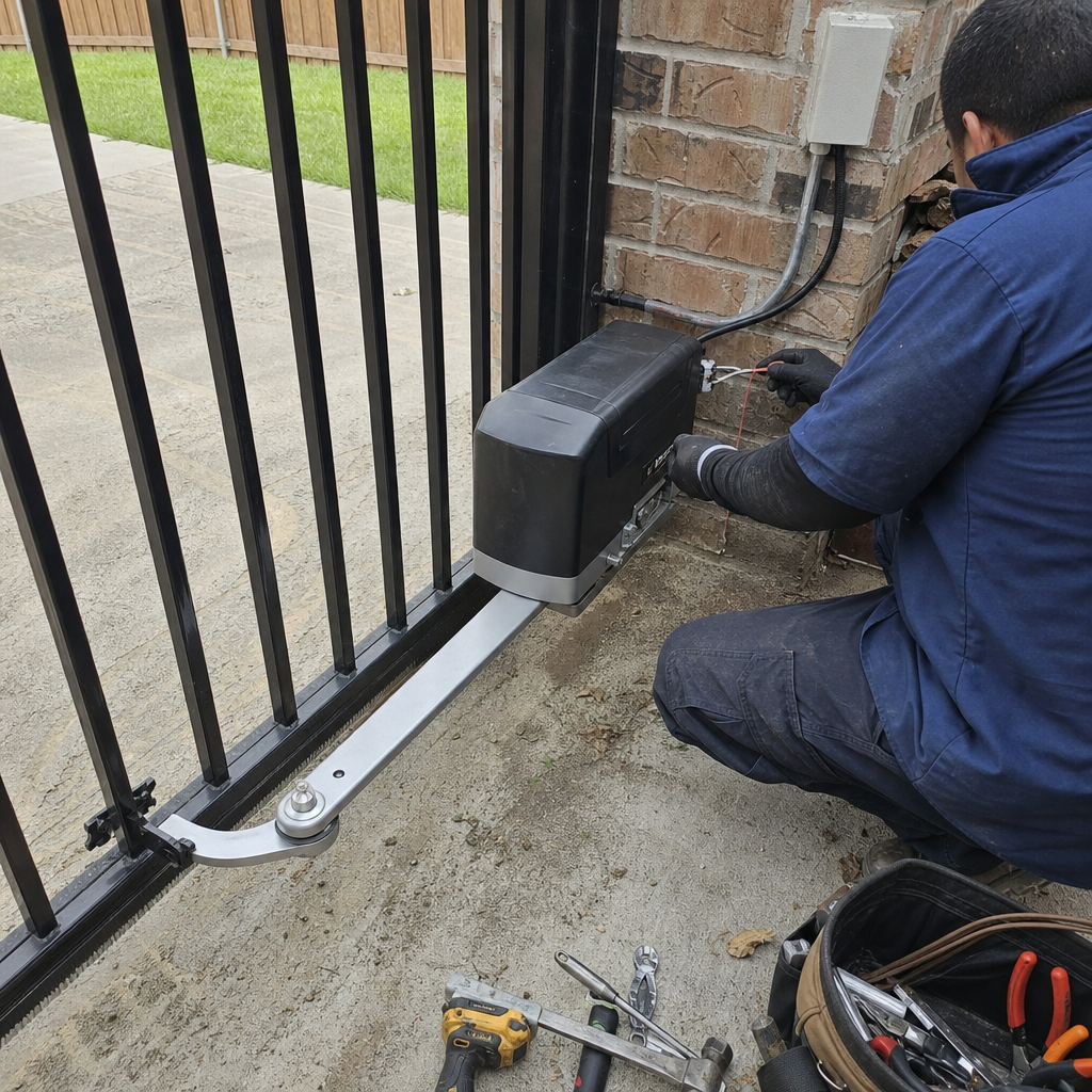 Gate motor and opener installation by technician